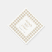 Beige Gingham Karo Rustic Baby Shower Serviette (Ecke)