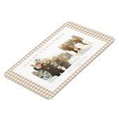 Beige Gingham Karo Zwei Foto Magnet (Linke Seite)