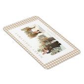 Beige Gingham Karo Zwei Foto Magnet (Rechte Seite)