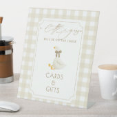 Beige Gingham Kleine Gans Karten & Geschenke Sockelschild (In Situ)