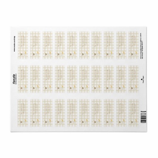 Beige Gingham Kleiner Gänse Rücksendeadresse (Vorne)