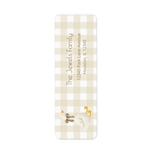 Beige Gingham Kleiner Gänse Rücksendeadresse (Vorne)