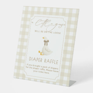 Beige Gingham Kleiner Gänse-Windel-Raffle-Podest Sockelschild