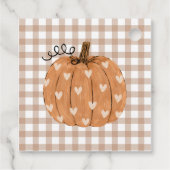 Beige Gingham-Kürbis-Dankeschön-Anhänger Geschenkanhänger (Rückseite)