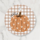 Beige Gingham-Kürbis-Dankeschön-Anhänger Geschenkanhänger (Rückseite)