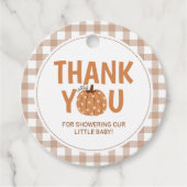 Beige Gingham-Kürbis-Dankeschön-Anhänger Geschenkanhänger (Vorderseite)