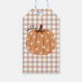 Beige Gingham-Kürbis-Dankeschön-Anhänger Geschenkanhänger (Rückseite)