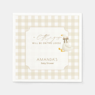 Beige Gingham Little Goose Bücher für Baby Serviette