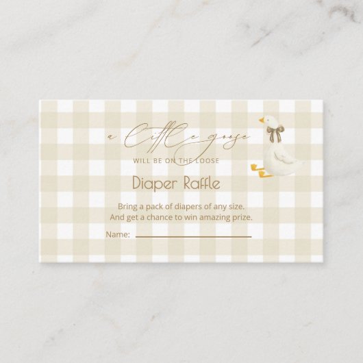 Beige Gingham Little Goose Windel-Raffle  Begleitkarte (Vorderseite)