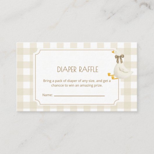 Beige Gingham Little Goose Windel-Raffle Begleitkarte (Vorderseite)