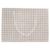 Beige Gingham Print Große Geschenktüte (Rückseite)