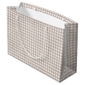 Beige Gingham Print Große Geschenktüte (Rückseite Schrägansicht)