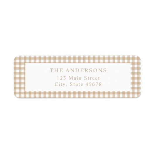 Beige Gingham Rücksendeadresse (Vorne)