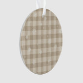 Beige Gingham-Schneeflocken-Ornament – Neutrales L Ornament (Vorderseite)
