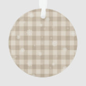 Beige Gingham-Schneeflocken-Ornament – Neutrales L Ornament (Rückseite)