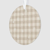 Beige Gingham-Schneeflocken-Ornament – Neutrales L Ornament (Vorderseite)