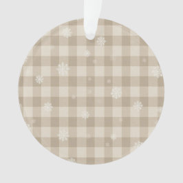 Beige Gingham-Schneeflocken-Ornament – Neutrales L Ornament
