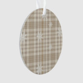 Beige-Gingham-Schneeflocken-Ornament – Neutrales R Ornament (Vorderseite)