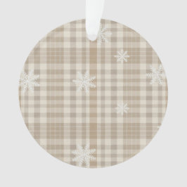 Beige-Gingham-Schneeflocken-Ornament – Neutrales R Ornament