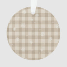 Beige Gingham Snowflake Ornament – Neutral Farm