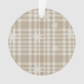 Beige Gingham Snowflake Ornament – Neutral Rustic (Vorderseite)