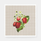 Beige Gingham & Strawberries Luncheon Serviette (Vorderseite)
