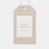Beige Gingham Weihnachten Geschenkanhänger (Vorderseite)