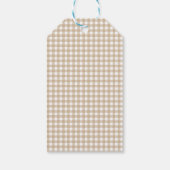Beige Gingham Weihnachten Geschenkanhänger (Rückseite)