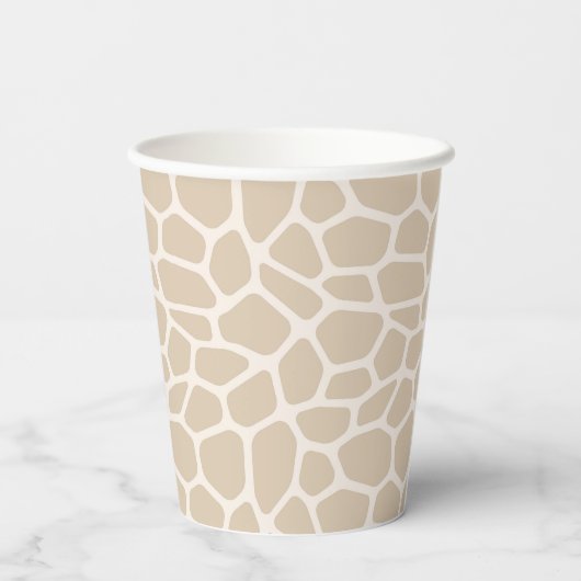 Beige Giraffe Animal Print Pappbecher (Rückseite)