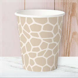 Beige Giraffe Animal Print Pappbecher
