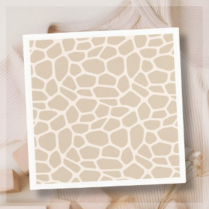 Beige Giraffe Animal Print Serviette