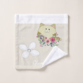Beige Glamour Katze Blumenkohl Badetücher Set (Waschlappen)