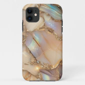 Beige Glitzer Alcohol Ink iPhone Case (Rückseite)