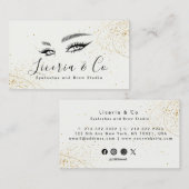 Beige Gold Aesthetic Lash and Brow Studio Business Visitenkarte (Vorne/Hinten)