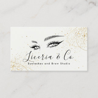 Beige Gold Aesthetic Lash and Brow Studio Business Visitenkarte
