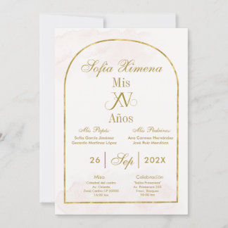 Beige Gold Arch Quinceañera Einladung