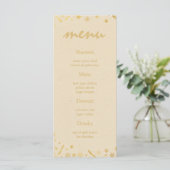 Beige Gold Christmas Party Menu with Fine Accents Menükarte (Stehend Vorderseite)