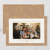 Beige & Gold Custom Foto Weihnachtskarte Feiertagskarte (Vorne/Hinten)