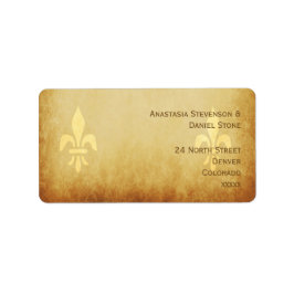 Beige gold de luxe französische Lilie Adressaufkleber