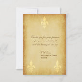 Beige gold de luxe französische Lilie Dankeskarte (Rückseite)