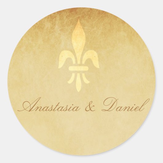 Beige gold de luxe Hochzeit der französischen Lili Runder Aufkleber (Vorderseite)
