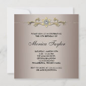 Beige Gold Frauen 50. Geburtstagsparty Einladung (Rückseite)