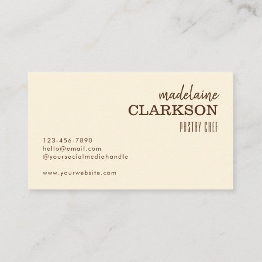 Beige Gold Koch Hat Bakery Visitenkarte (Rückseite)