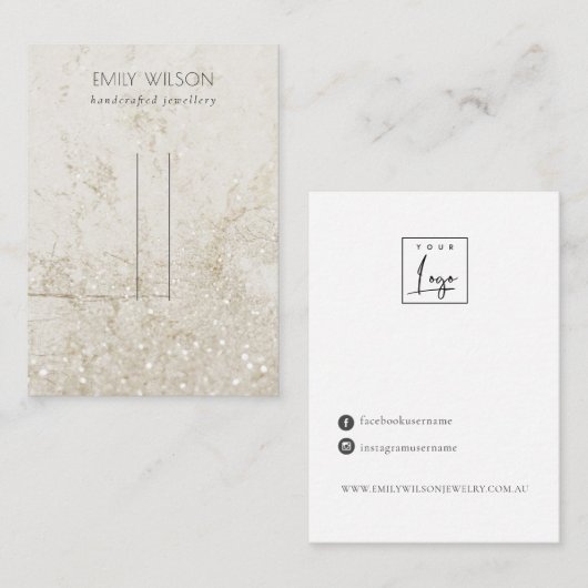 Beige Gold-Marmor-Glitzer-Haarclips Button Display Visitenkarte (Vorne/Hinten)