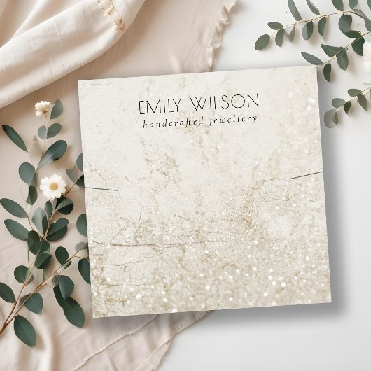 Beige Gold Marmor Glitzer Necklace Band Template Quadratische Visitenkarte