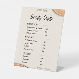 Beige Gold Minimal Ästhetik Salon Preisliste Sockelschild