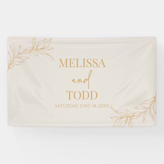 Beige Gold Minimal Minimalistische Zweigstelle Lea Banner (Horizontal)