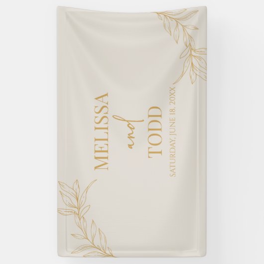 Beige Gold Minimal Minimalistische Zweigstelle Lea Banner (Vertikal)