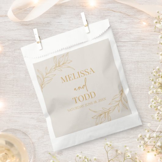 Beige Gold Minimal Minimalistische Zweigstelle Lea Geschenktütchen (Ausgeschnitten)