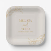 Beige Gold Minimal Minimalistische Zweigstelle Lea Pappteller (Vorderseite)